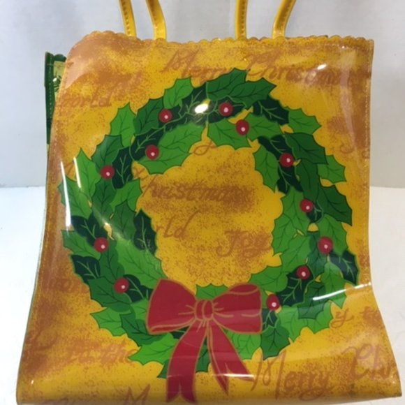 Liz Claiborne Vinyl Mini Merry Christmas Tote Bag 9x4x8 - Picture 2 of 12